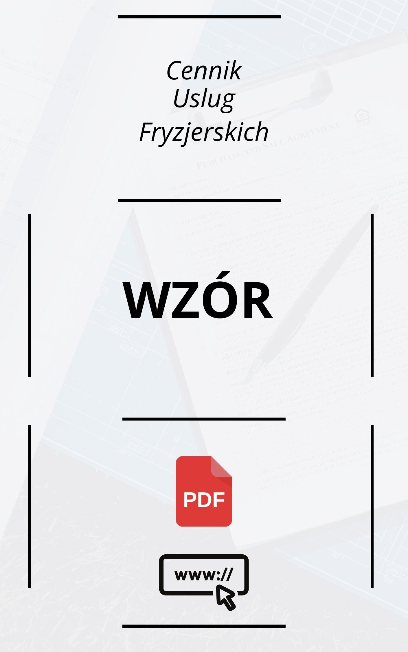 Cennik Usług Fryzjerskich Wzór