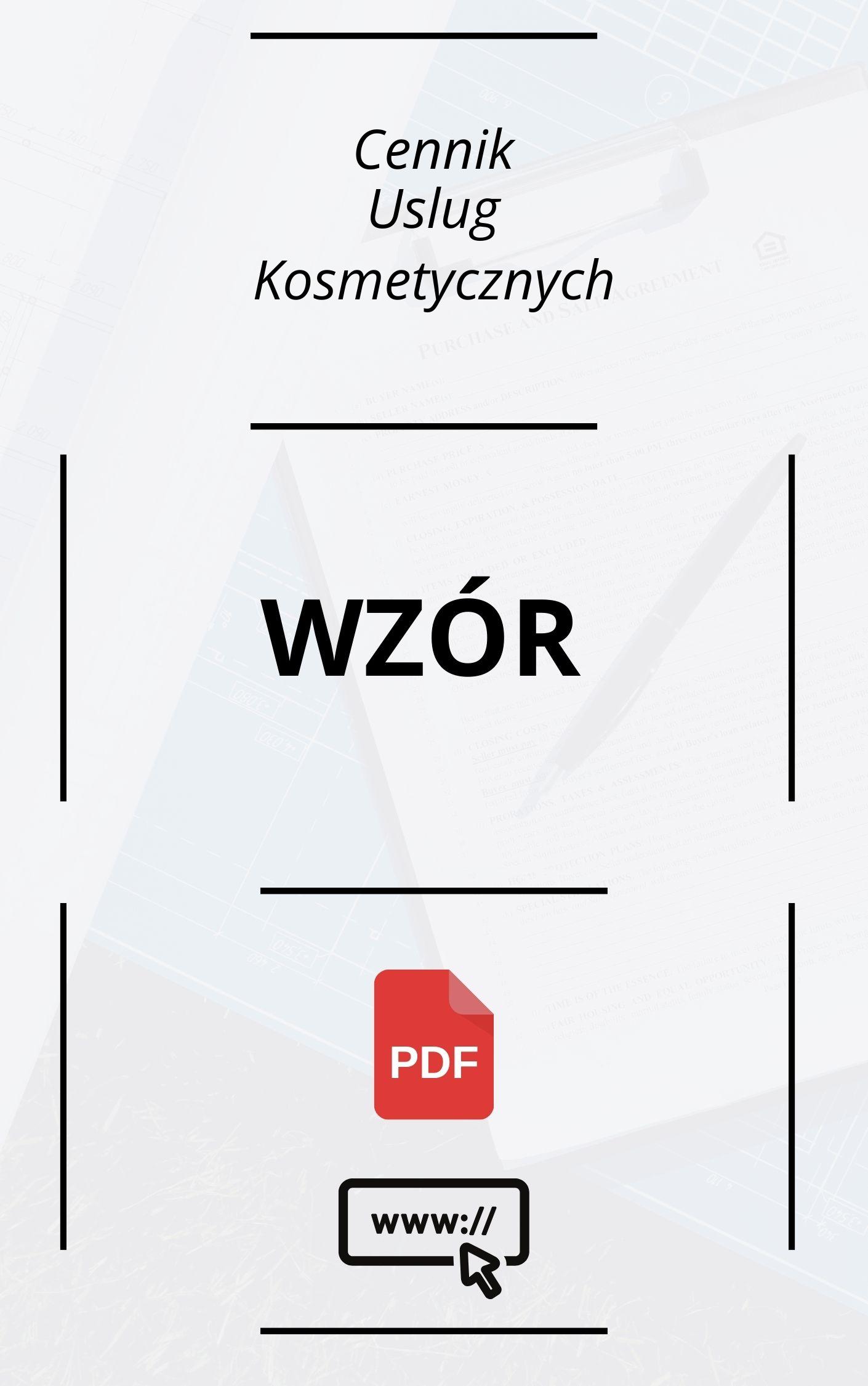 Cennik Usług Kosmetycznych Wzór