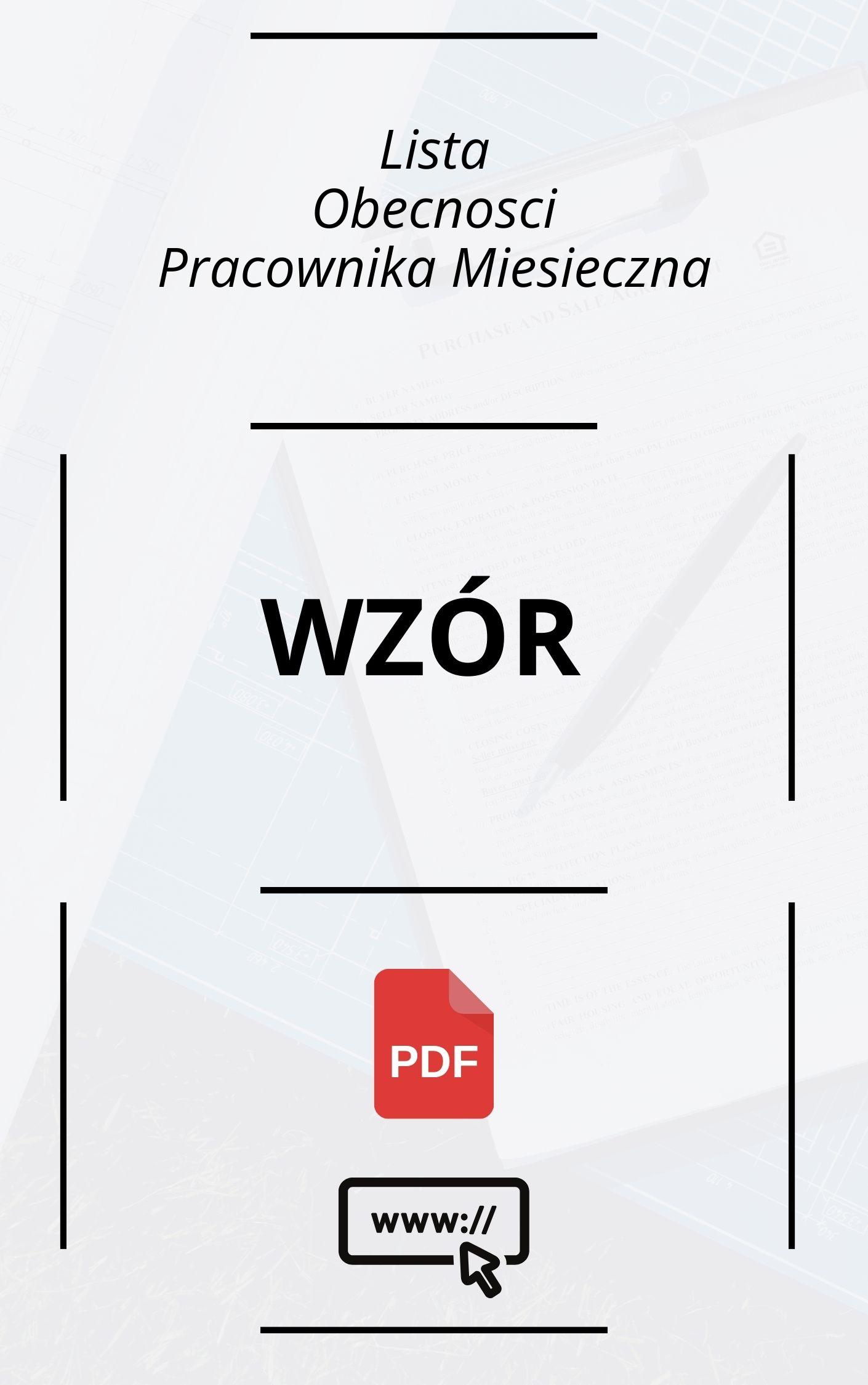 Wzór Lista Obecności Pracownika Miesięczna